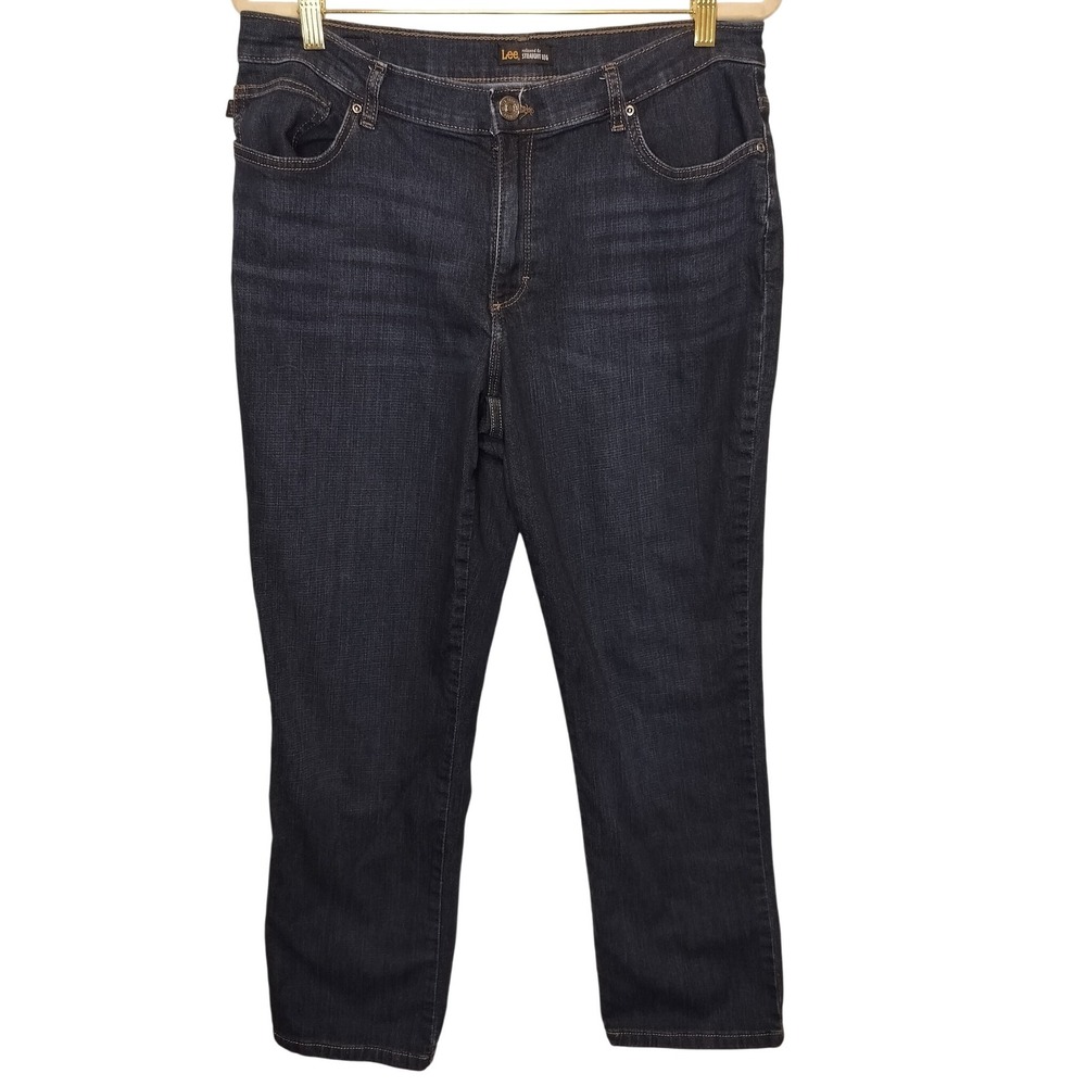 Lee Women's Relaxed Fit Straight Leg Dark Wash Jeans Size 14 Short
